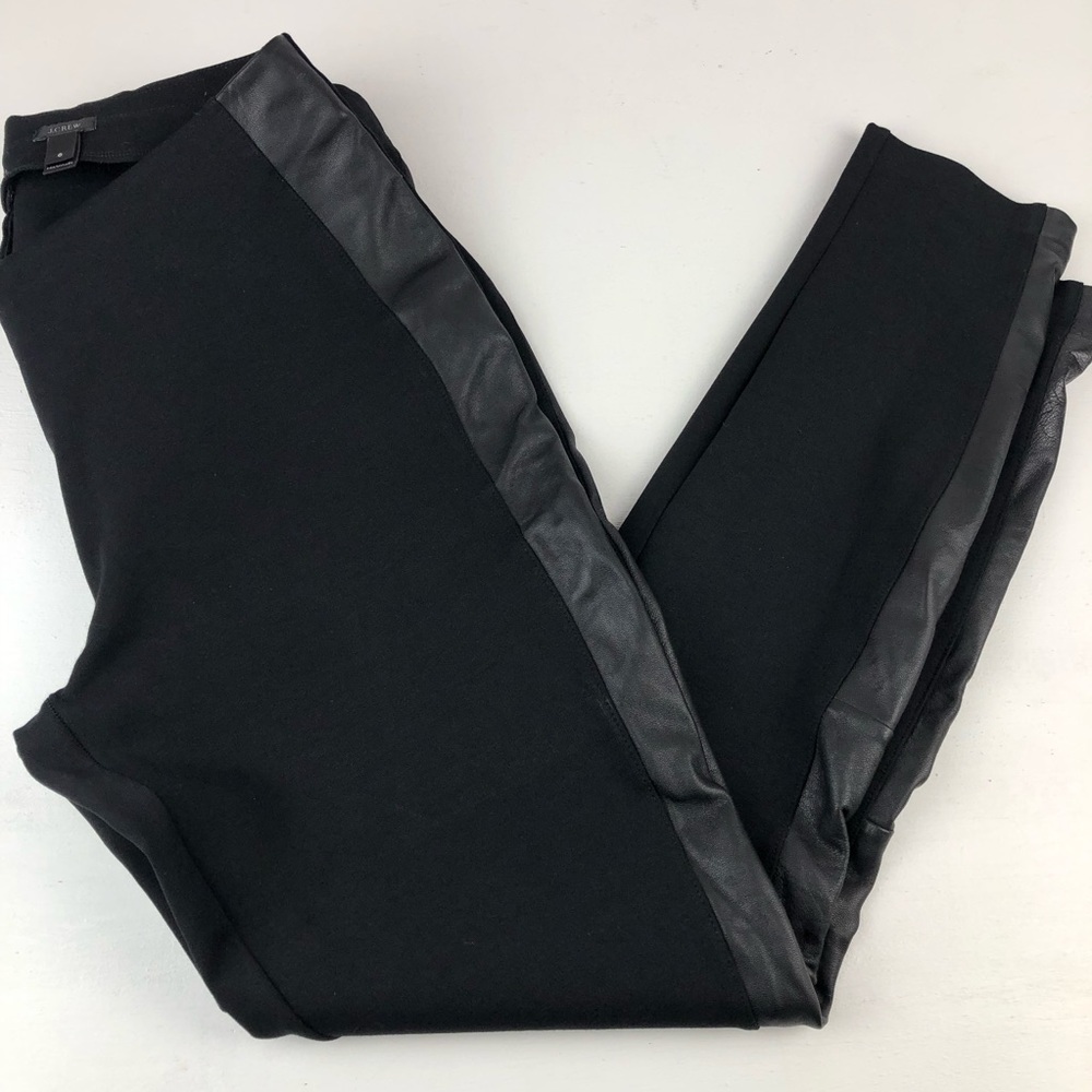 ✅ SOLD! J.Crew Black Leggings with Genuine Leather Trim - Size 6 - Picture 4 of 16